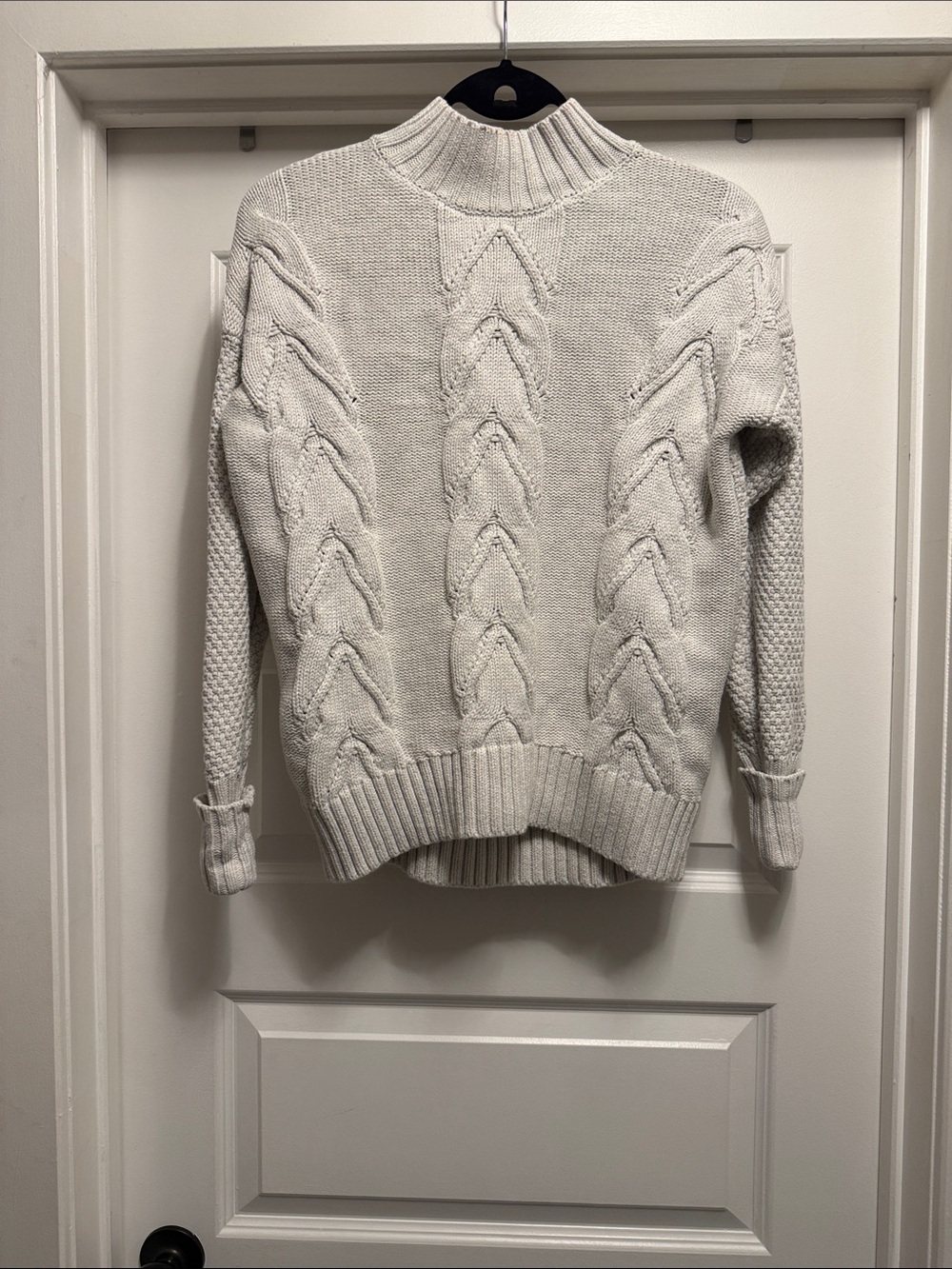 Rachel Ashwell Cozy Cable Knit Mock Neck Sweater - Cream